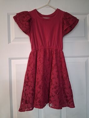 BCBG Girls Raspberry Lace Skater Dress Casual Size 7